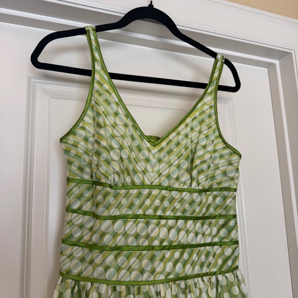 Vintage ROBBIE BEE Retro 1950s Pinup Rockabilly Green Polka Dot Sleeveless Dress - Picture 3 of 5